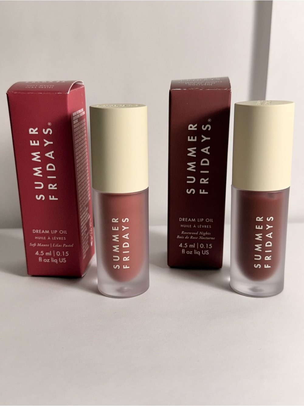 Summer Fridays Dream Lip Oil Duo — Rosewood Nights and Soft Muave